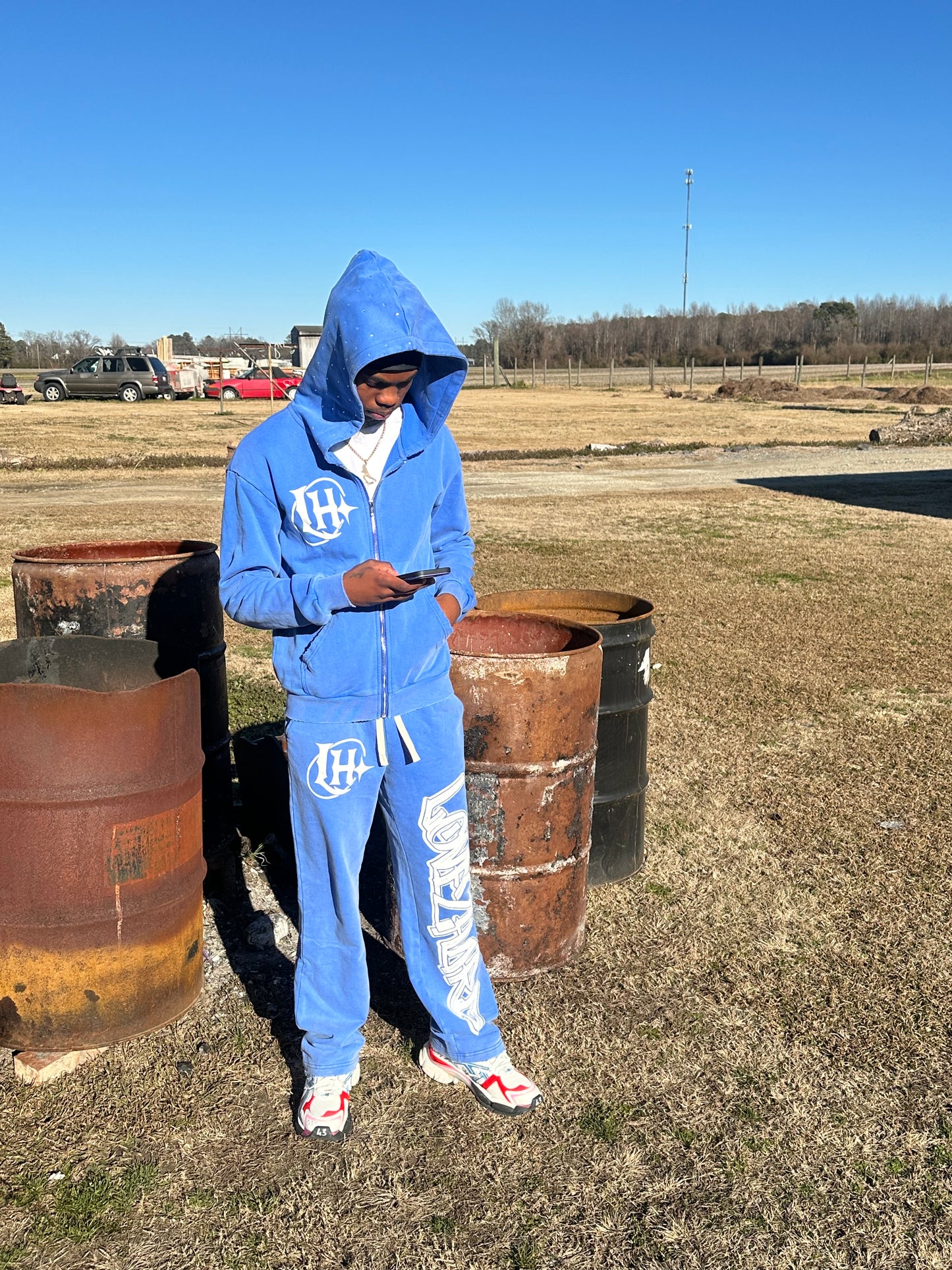 BLUE WASHED “LH” SWEATSUIT